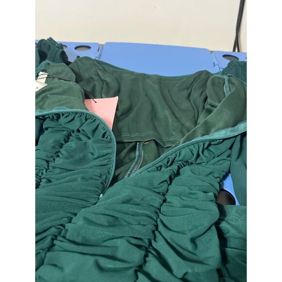 HELLO MOLLY Mini Dress Ruched Long Sleeve New in Emerald Green size 6 US - Picture 5 of 13